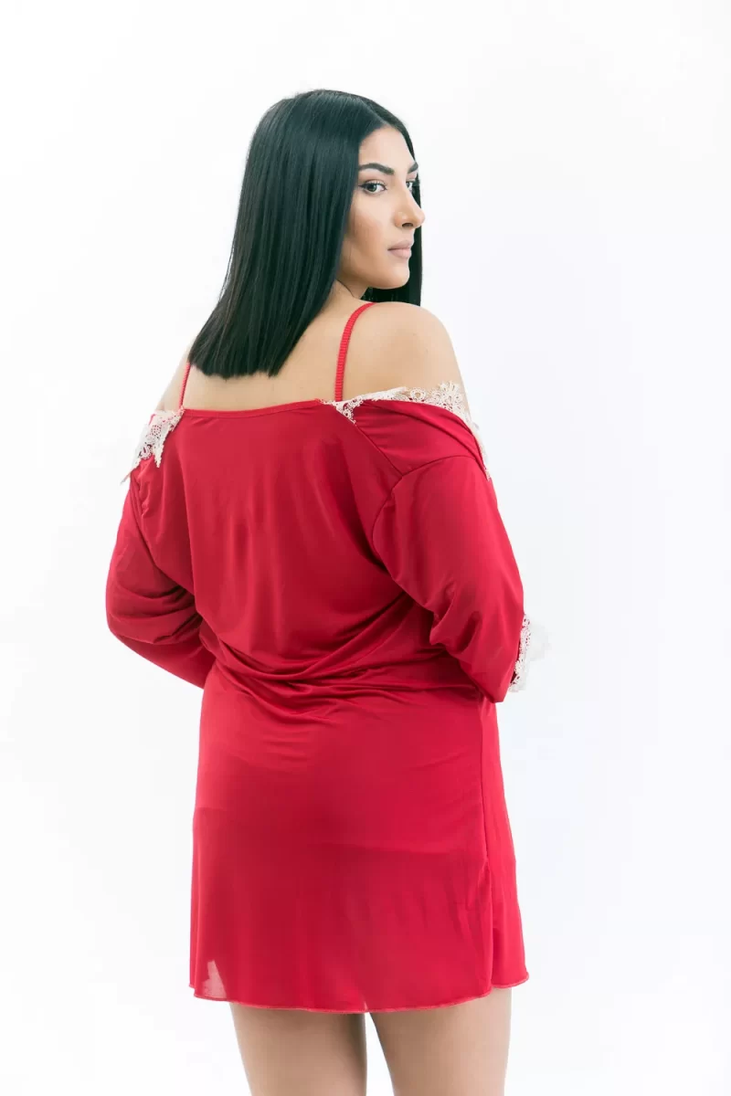 Σετ νυχτικό και ρόμπα κόκκινο